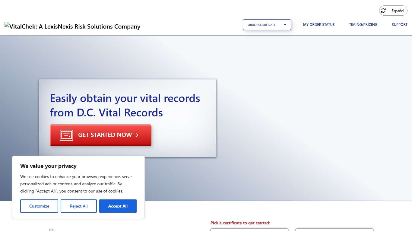 D.C. Vital Records (DC) | Order Certificates - VitalChek